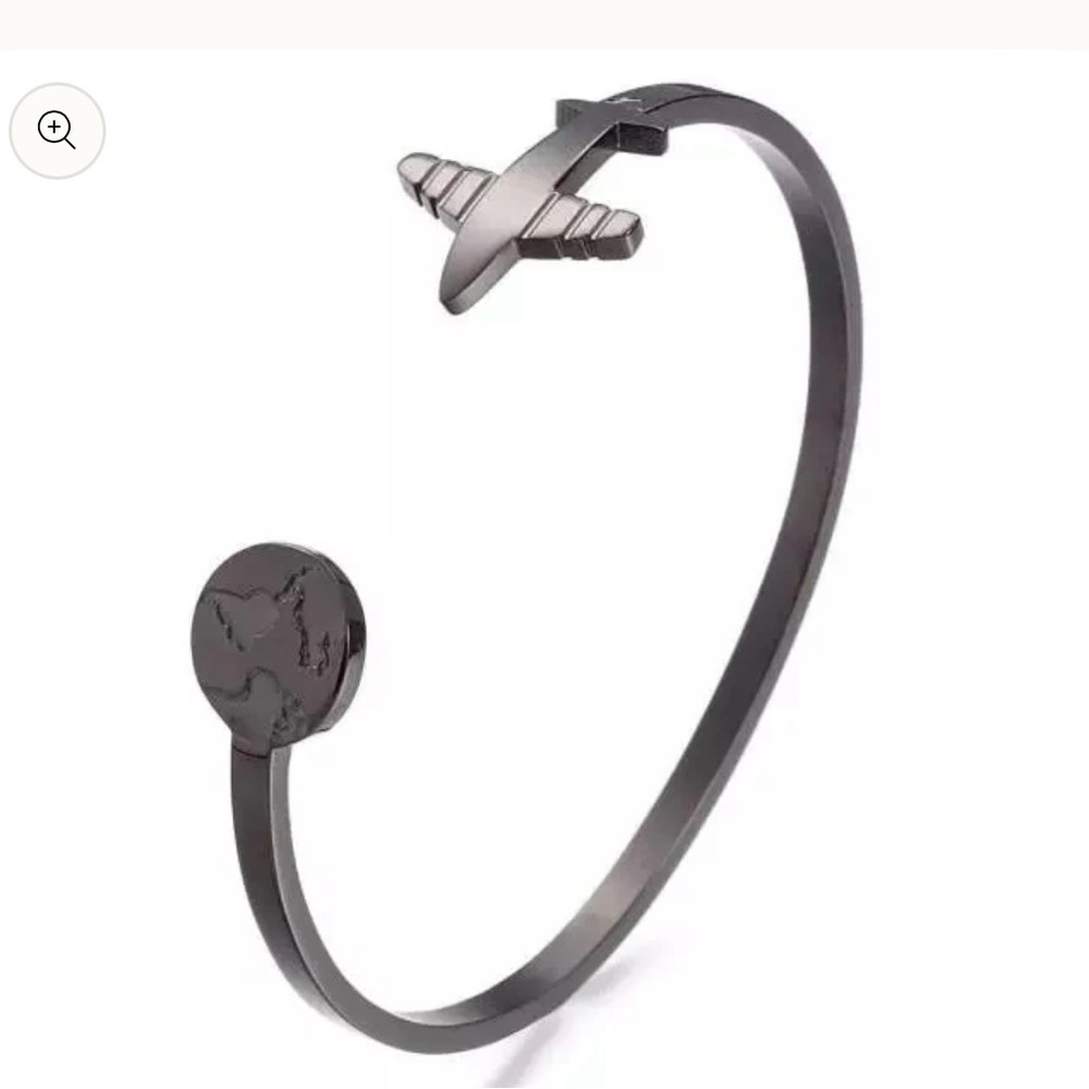 Black Airplane Cuff Bracelet Great gift for travelers stocking stuffer